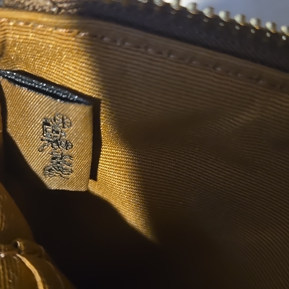 Coach Stylish Brown/Tan Signature Corner Zip Wristlet With Snowflake Accent - Picture 10 of 10